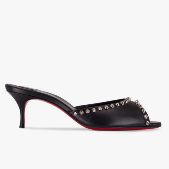 Christian Louboutin Shoes - New Size 38 Christian Louboutin Me Dolly Spike Black Leather Peep Toe Pump 55mm